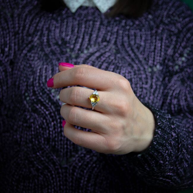 Inel argint lacrima  galbena Thia marimea 54