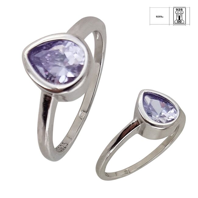 Inel argint lacrima mov Thia marimea 53