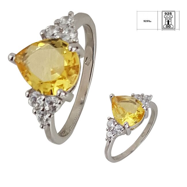Inel argint lacrima  galbena Thia marimea 54