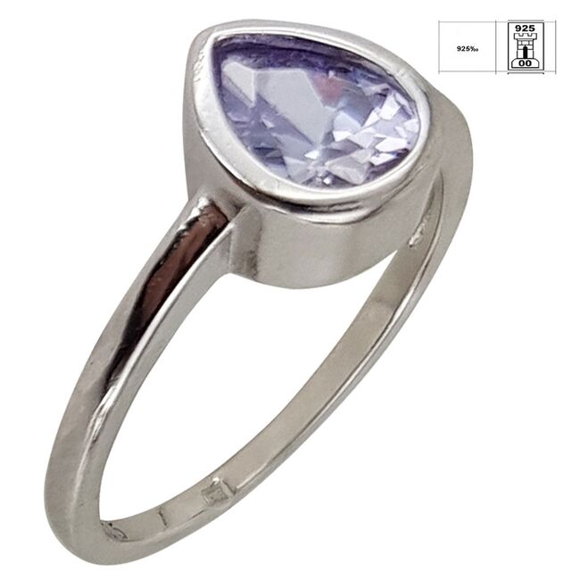 Inel argint lacrima mov Thia marimea 53