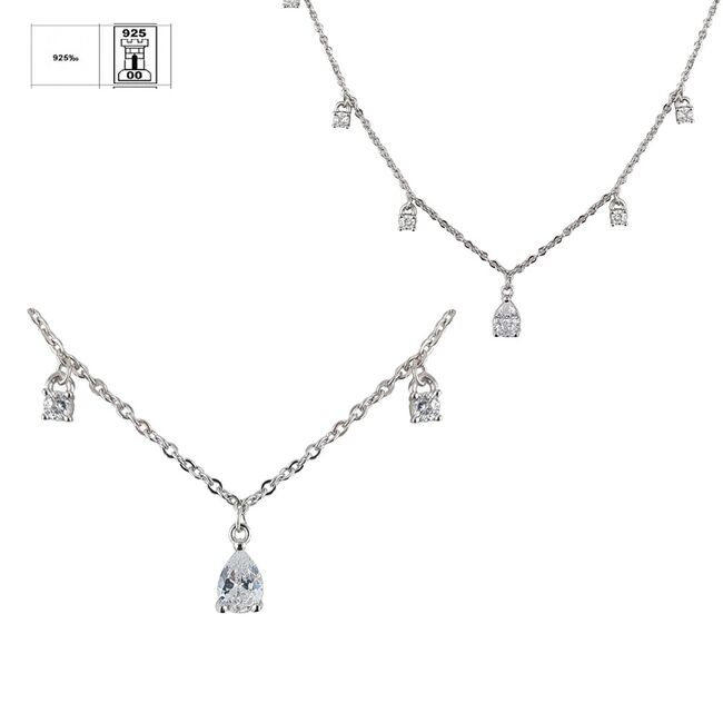 Lant argint elegant cu zirconii Thia