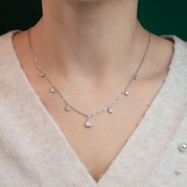 Lant argint elegant cu zirconii Thia