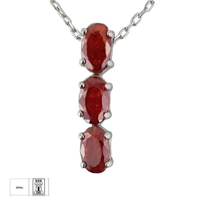 Lant argint elegant cu zirconii rosii Thia