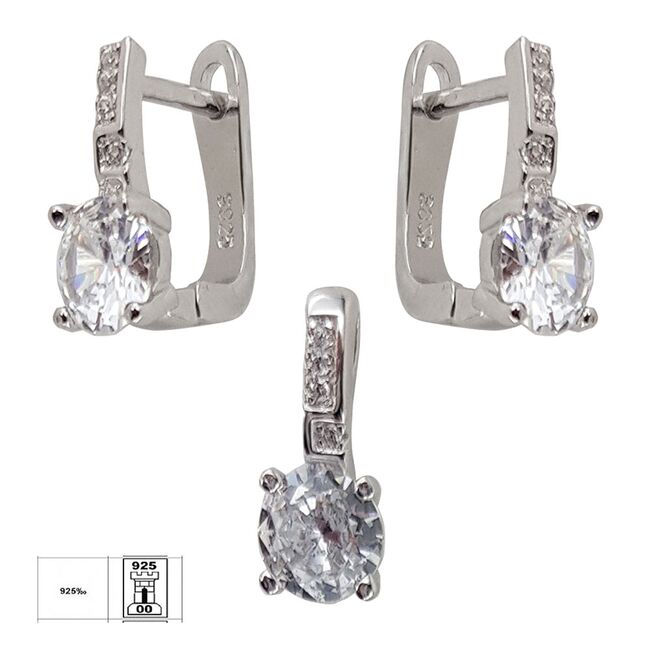 Set argint elegant cu zirconiu Thia