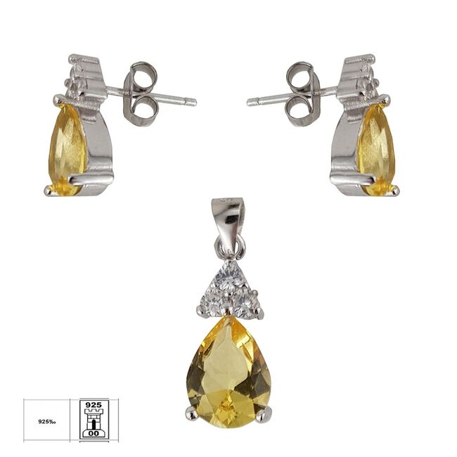 Set argint lacrima cu zirconiu Thia