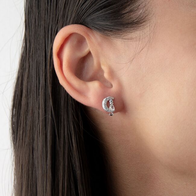 Cercei argint semiluna cu zirconii