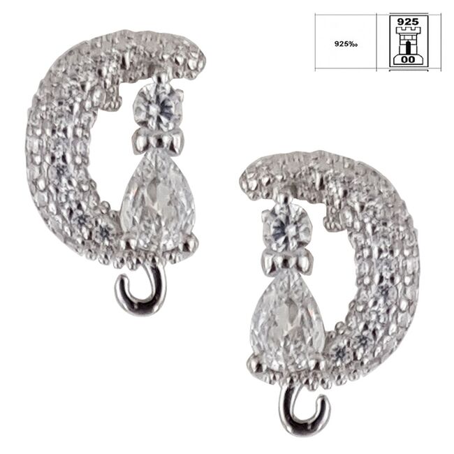 Cercei argint semiluna cu zirconii