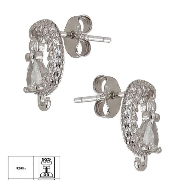 Cercei argint semiluna cu zirconii