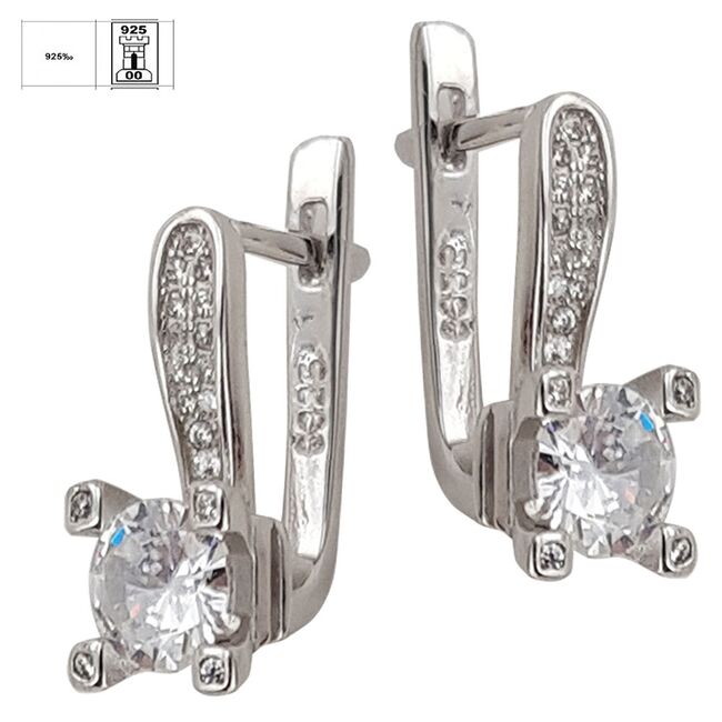 Cercei argint tortite cu zirconiu