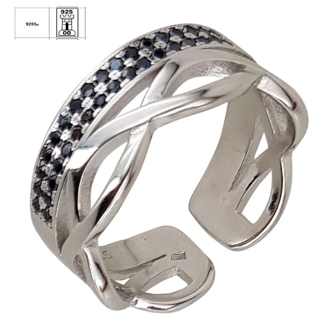 Inel argint dublu reglabil Blacky