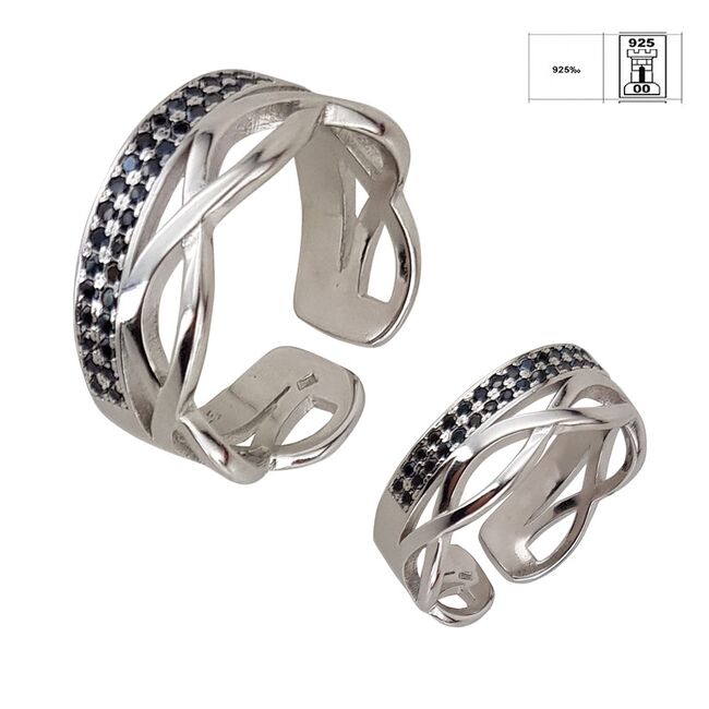 Inel argint dublu reglabil Blacky