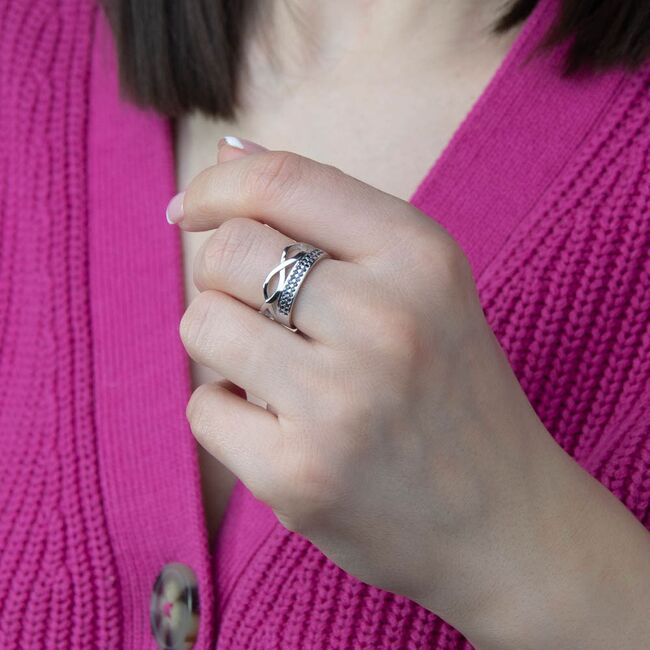 Inel argint dublu reglabil Blacky