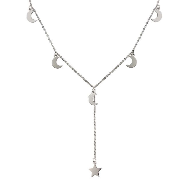 Lant argint lung cu semiluna si stea Finesse