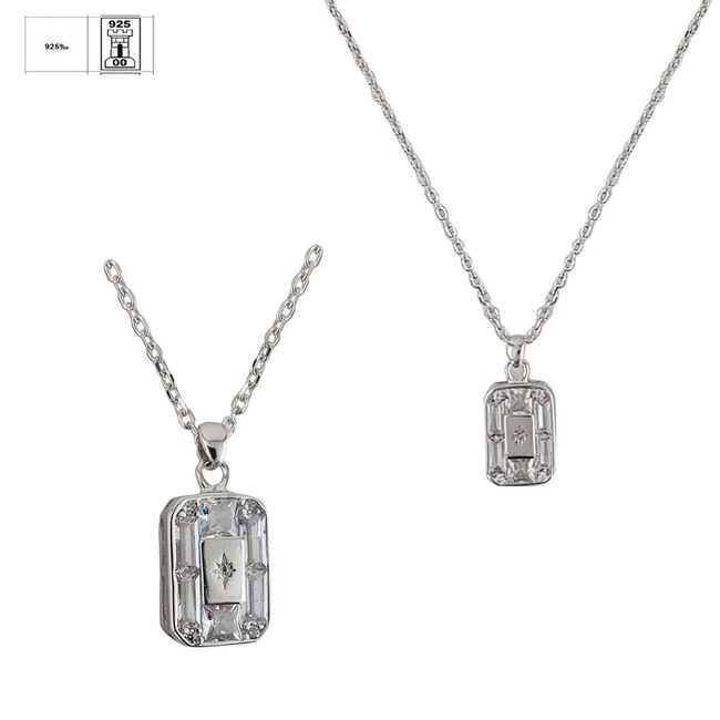 Lant argint cu pandantiv patrat Thia
