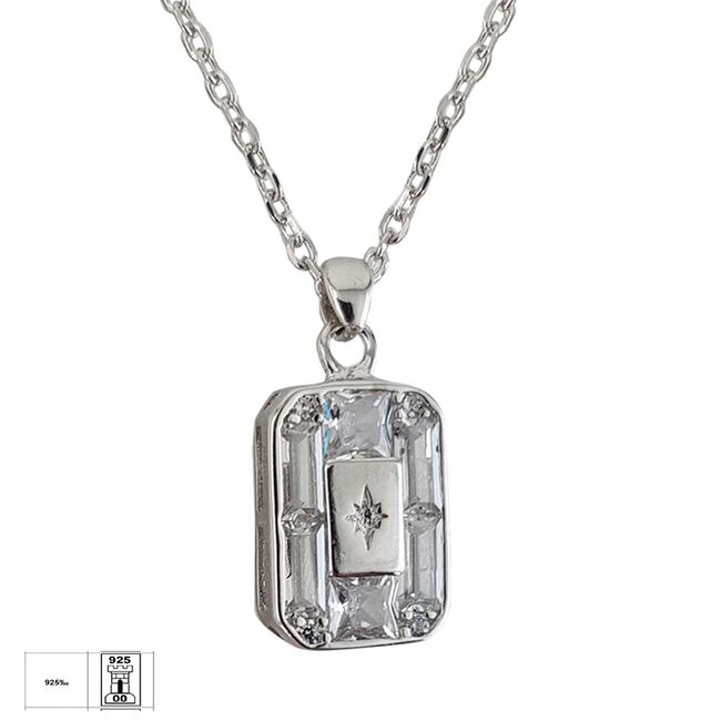 Lant argint cu pandantiv patrat Thia