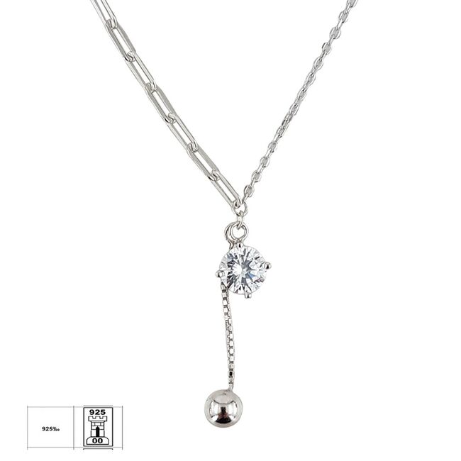 Lant argint deosebit cu zirconiu alb Thia