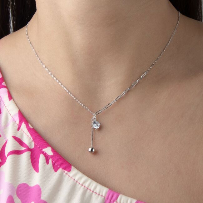 Lant argint deosebit cu zirconiu alb Thia