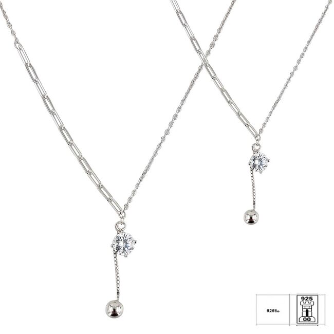 Lant argint deosebit cu zirconiu alb Thia