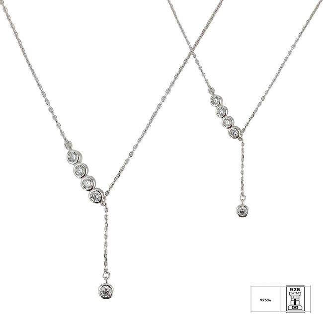 Lant argint cu pandantiv solitaire Thia