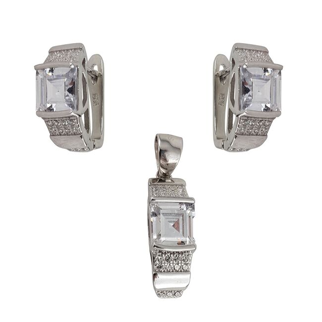 Set argint elegant zirconiu patrat Thia