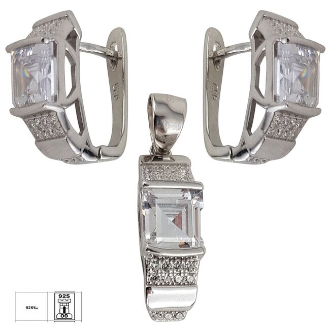 Set argint elegant zirconiu patrat Thia