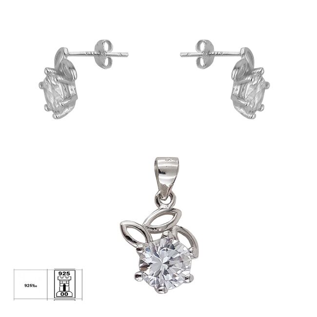 Set argint elegant floare Zaray