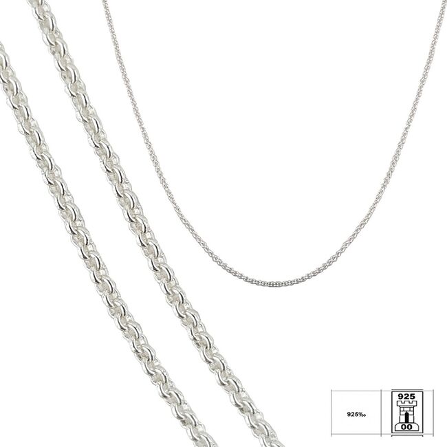 Lant argint simplu 45 cm Wave