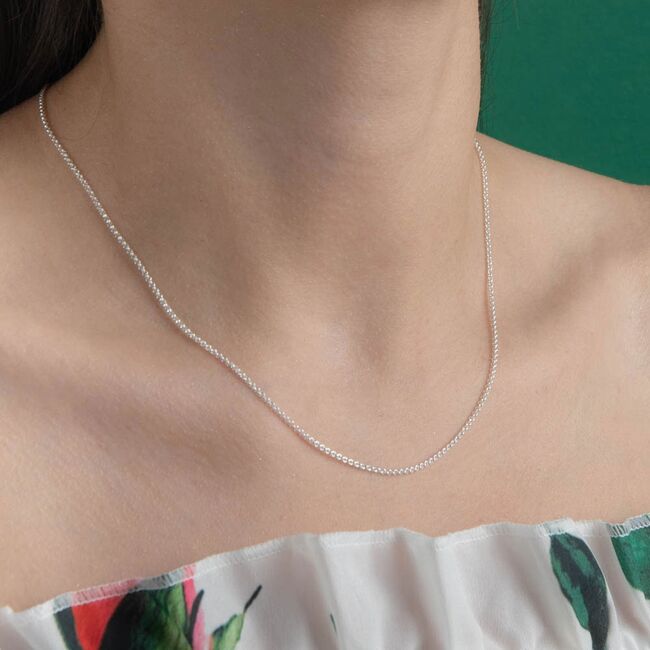 Lant argint simplu 45 cm Wave