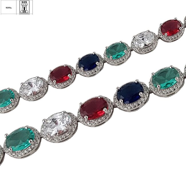 Bratara argint eleganta multicolora Thia