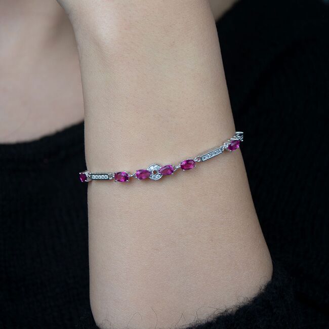 Bratara argint eleganta fucsia Thia