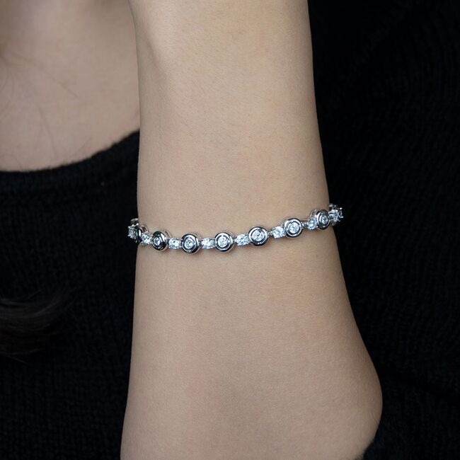 Bratara argint zirconii rotunde Thia