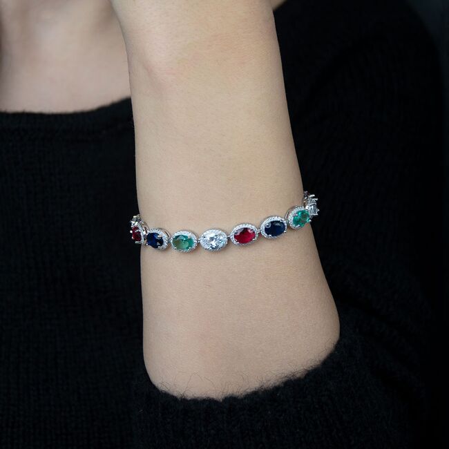 Bratara argint eleganta multicolora Thia