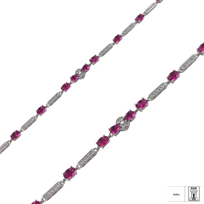 Bratara argint eleganta fucsia Thia