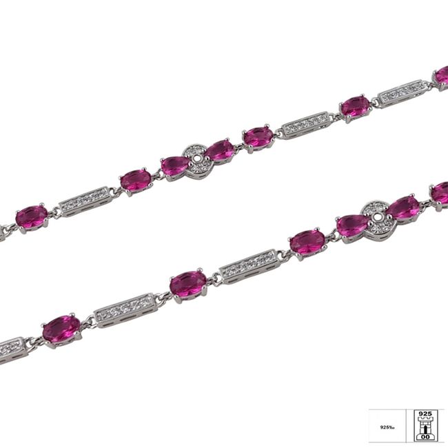 Bratara argint eleganta fucsia Thia