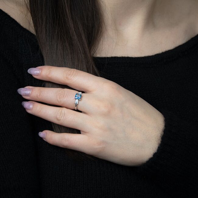 Inel argint logodna topaz mistic Thia marimea 53