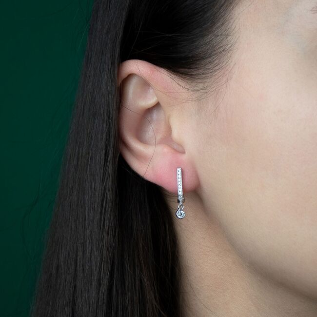 Cercei argint eleganti solitaire Thia