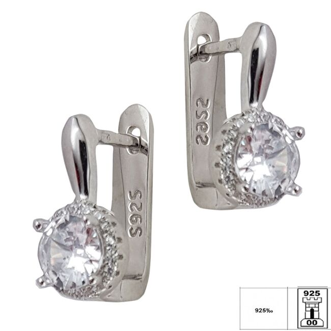 Cercei argint rotunzi cu zirconiu Thia