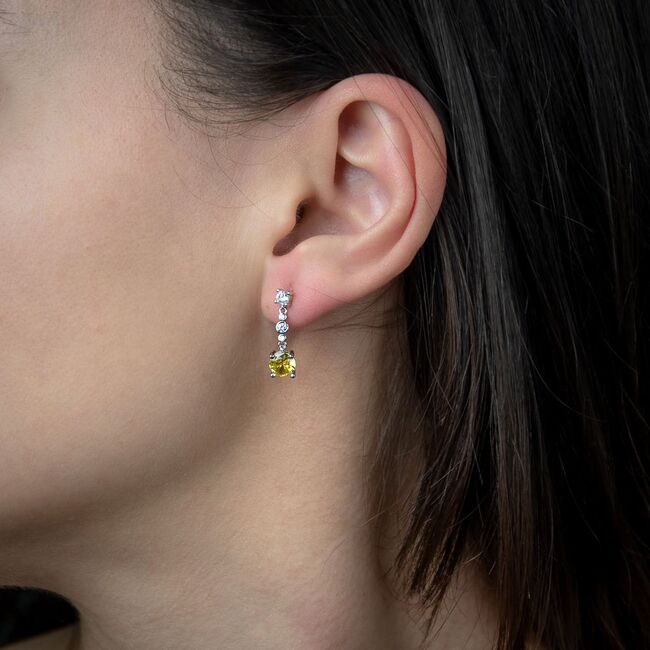 Cercei argint eleganti Thia galbeni