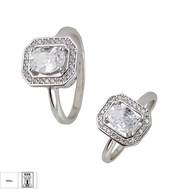 Inel argint logodna dreptunghiular Thia marimea 54