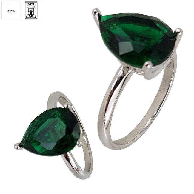 Inel argint lacrima verde Thia marimea 54