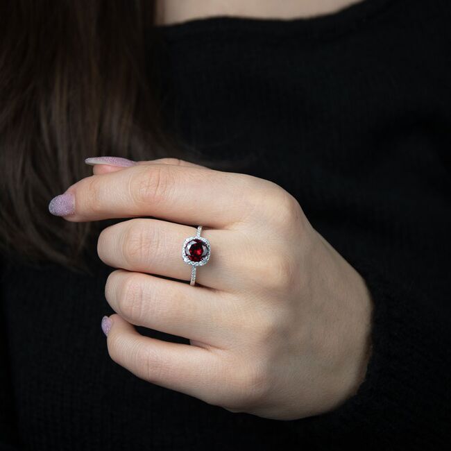 Inel argint logodna zirconiu rosu Thia marimea 56