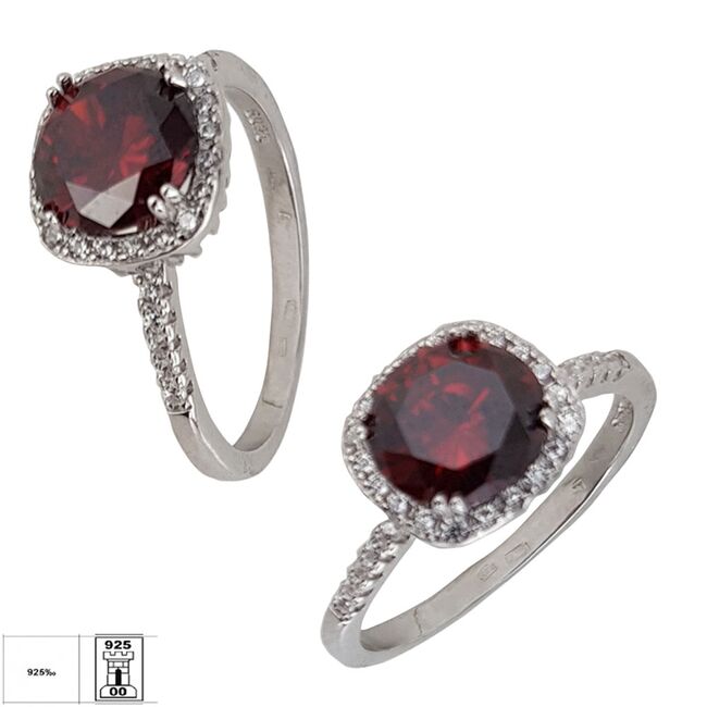 Inel argint logodna zirconiu rosu Thia marimea 56