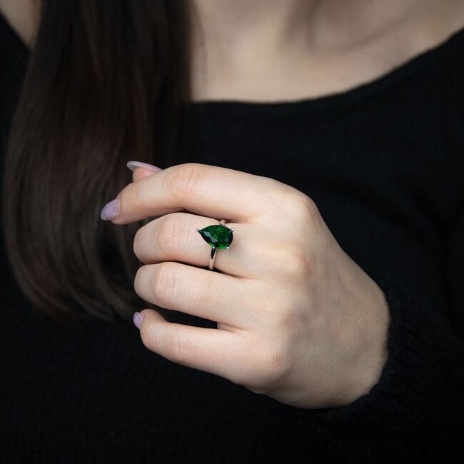 Inel argint lacrima verde Thia marimea 54