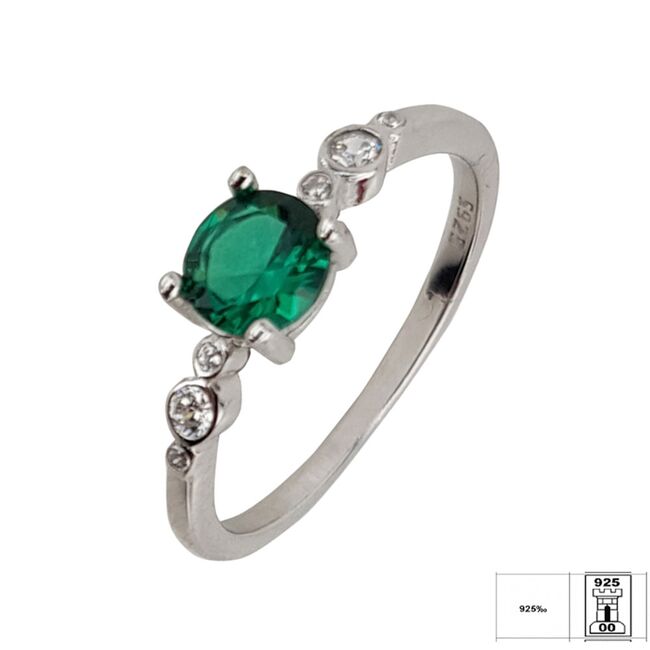 Inel argint zirconiu verde Thia marimea 53