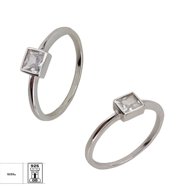 Inel argint solitaire patrat Thia marimea 51