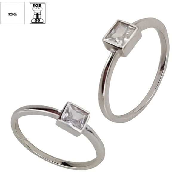 Inel argint solitaire patrat Thia marimea 51