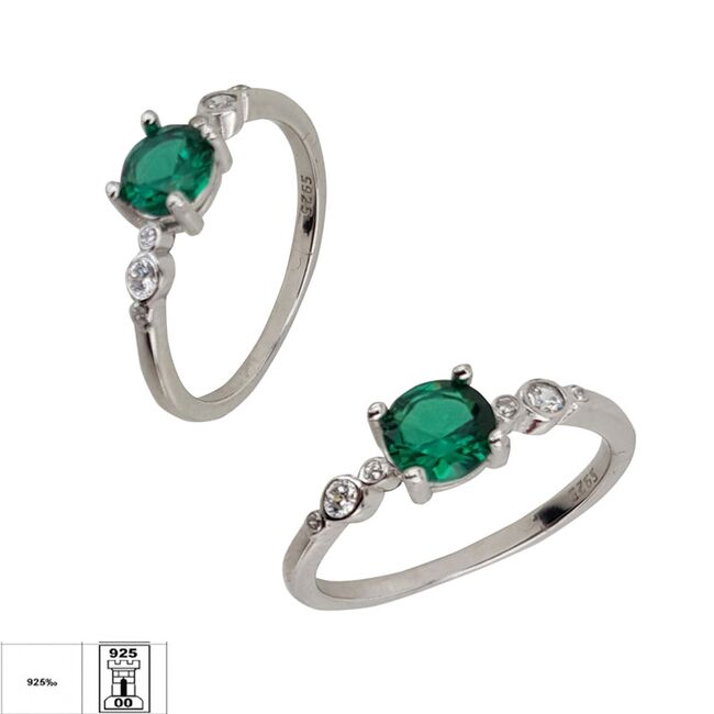 Inel argint zirconiu verde Thia marimea 53