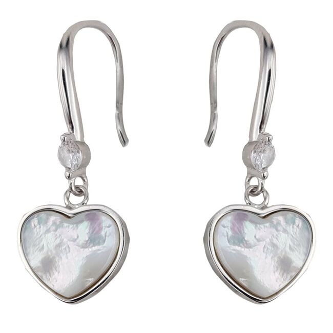 Set argint lant si cercei inima cu sidef Thia