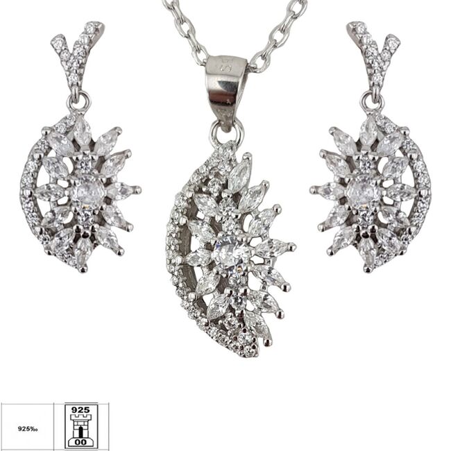 Set argint elegant lant si cercei Thia