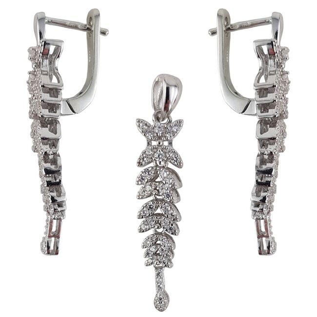 Set argint mireasa cu zirconii Thia